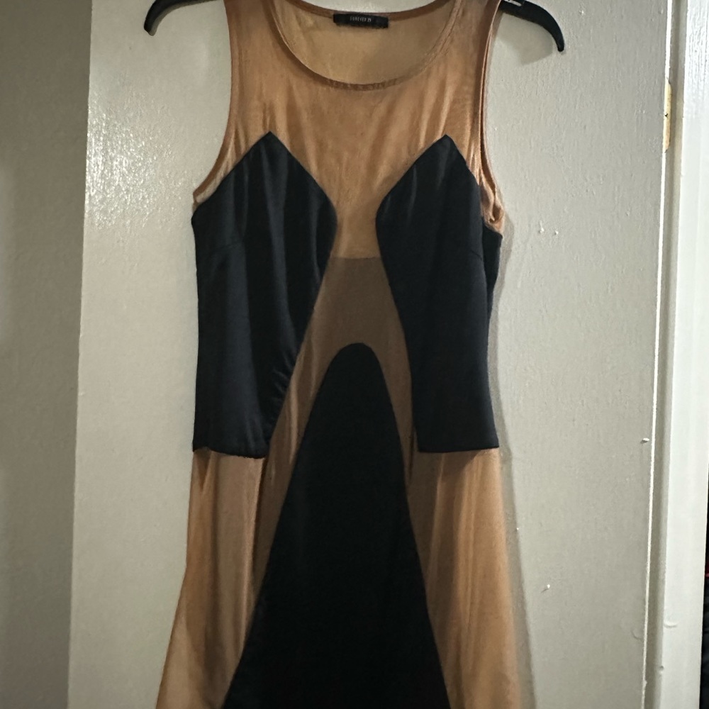 Black/Tan Combo Mini Party Dress